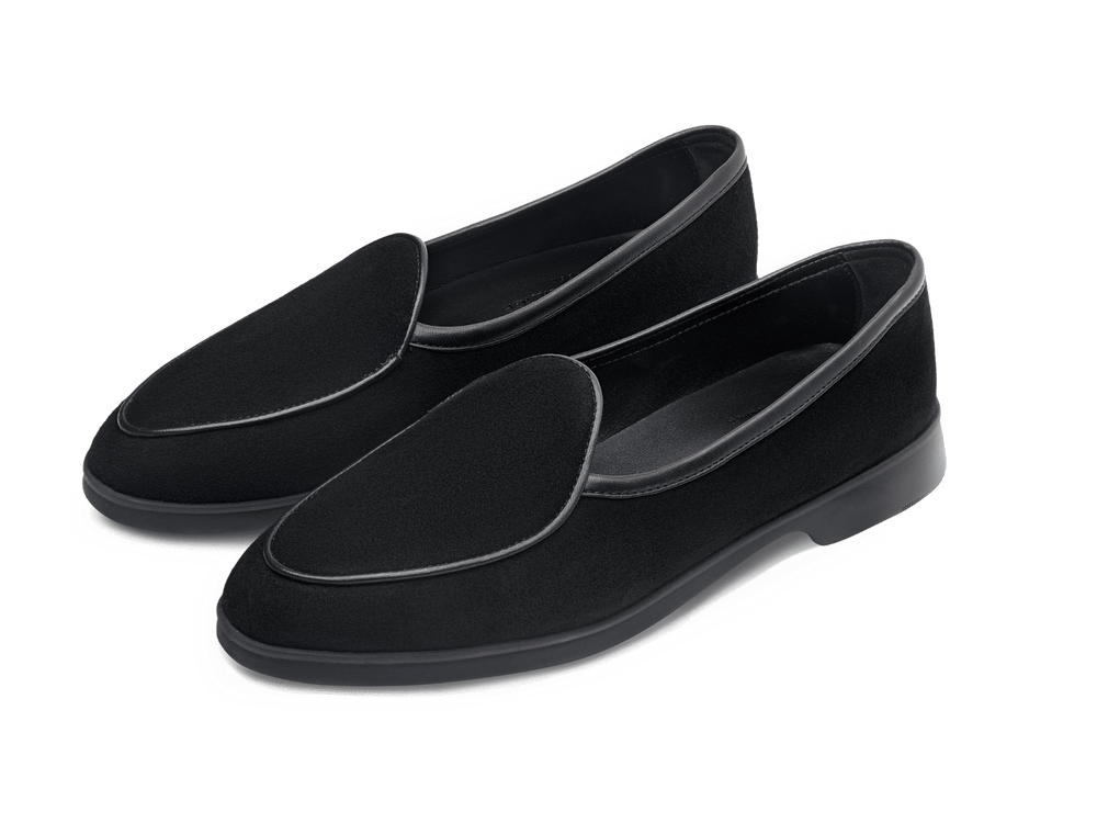 Stride Loafers in Black Glove Suede Dark Sole