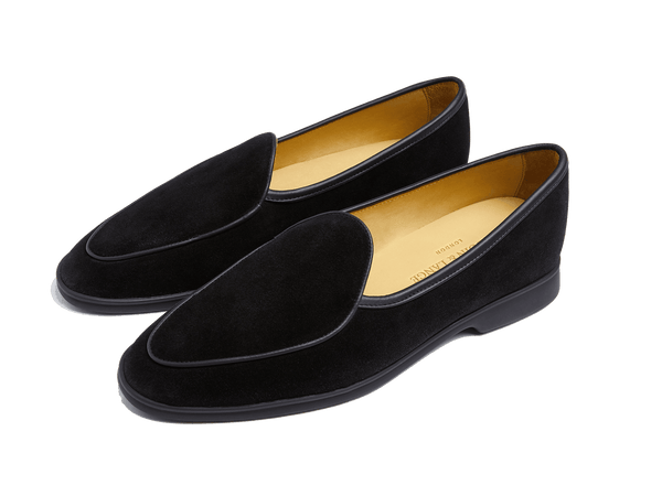Stride Loafers in Black Glove Suede Dark Sole – Baudoin & Lange