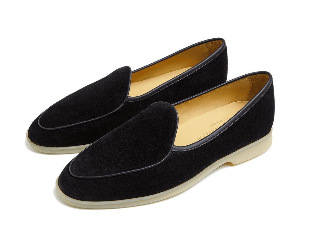 Stride Loafers in Black Glove Suede Natural Sole