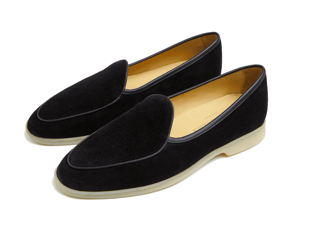 Stride Loafers in Black Glove Suede Natural Sole