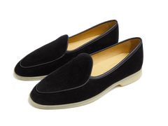 Stride Loafers in Black Glove Suede Natural Sole