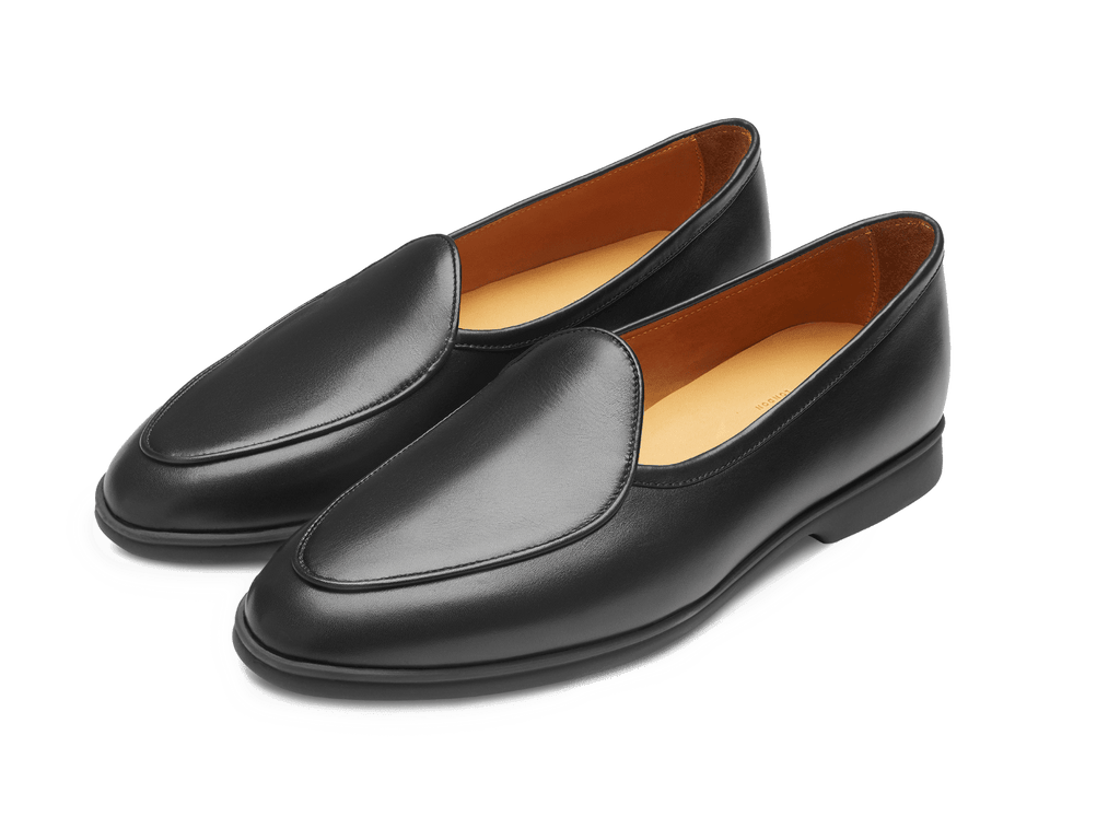 Stride Loafers in Black Milled Calf