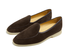 Stride Loafers in Dark Brown Glove Suede Natural Sole