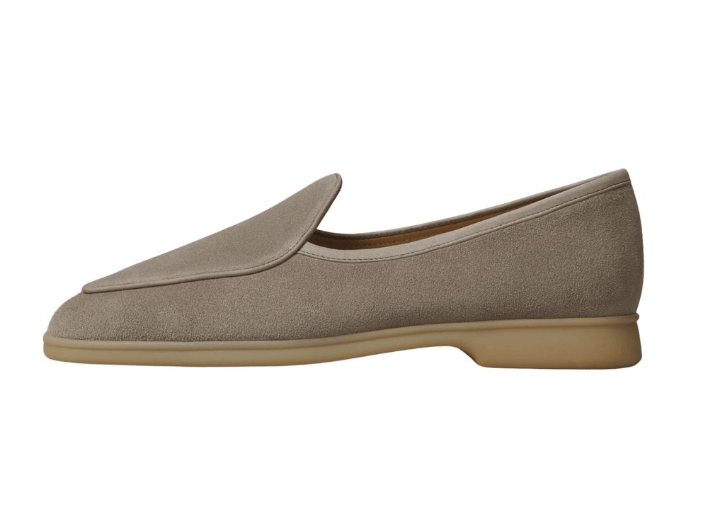 Stride Loafers in Sandy Grey Glove Suede Natural Sole