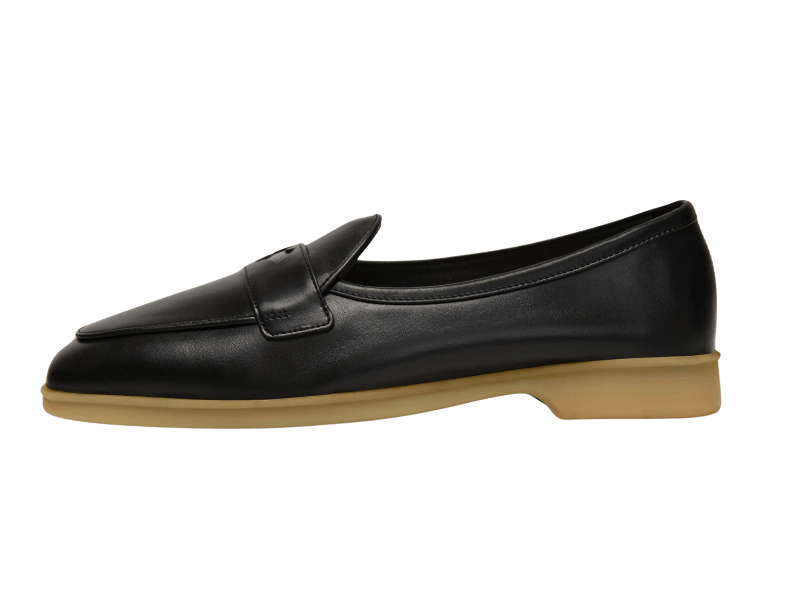 Stride Penny Loafers in Black Milled Calf Natural Sole