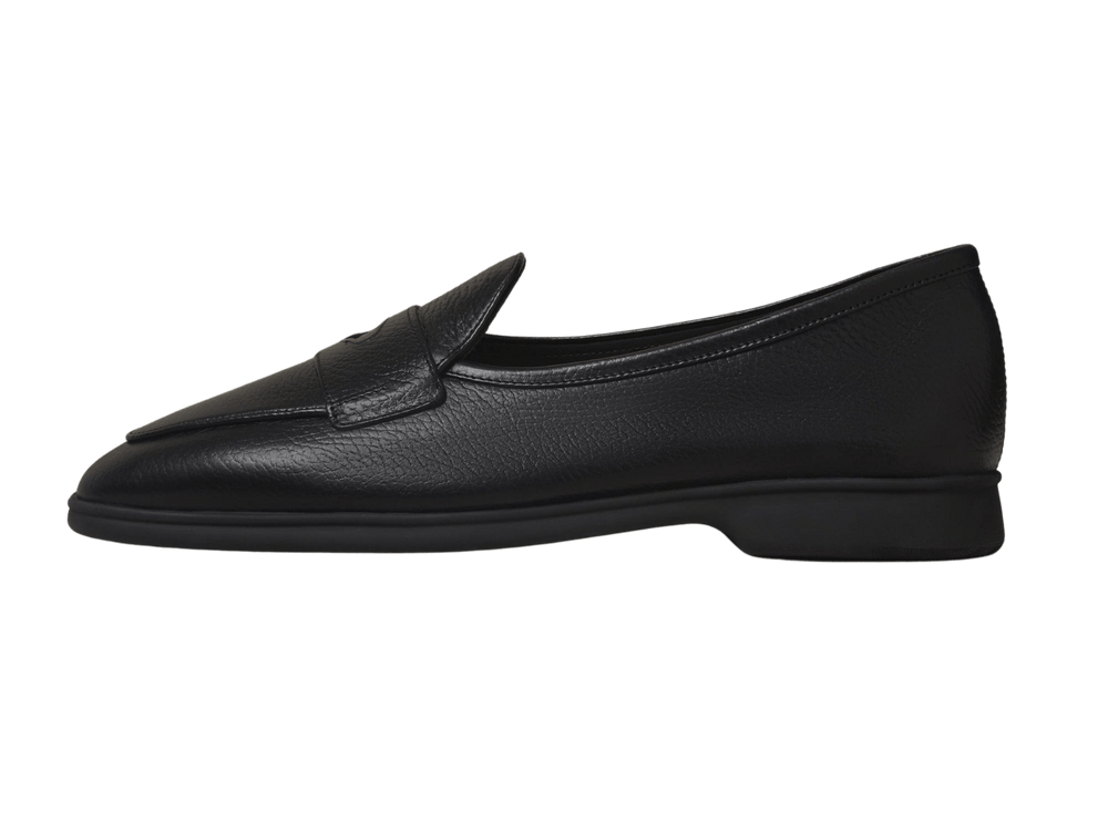 Stride Penny Loafers in Black Moorland Calf