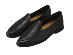 Stride Penny Loafers in Black Moorland Calf