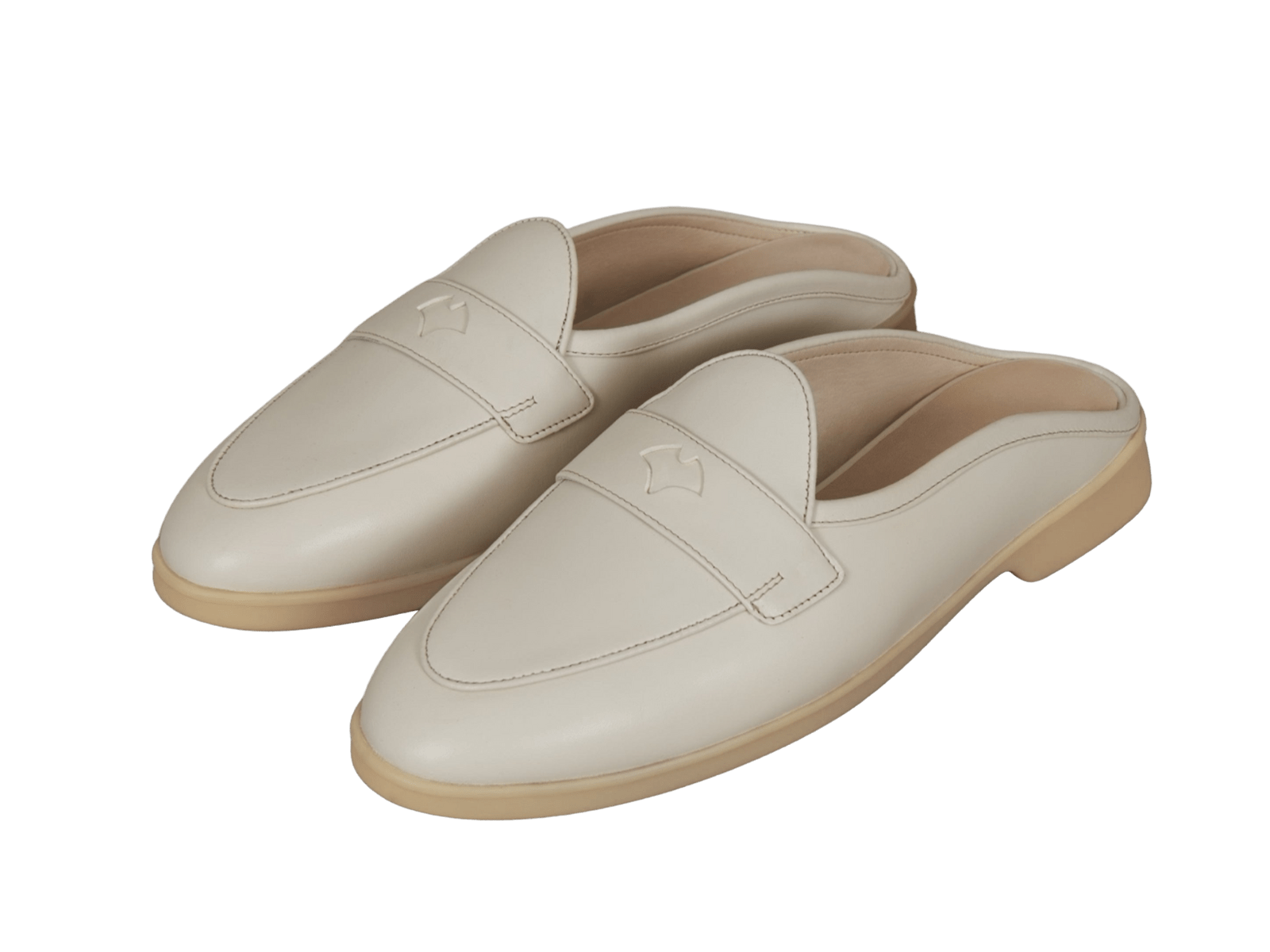 Stride Penny Mule Loafers in Blanc Cassè Milled Calf