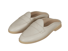 Stride Penny Mule Loafers in Blanc Cassè Milled Calf