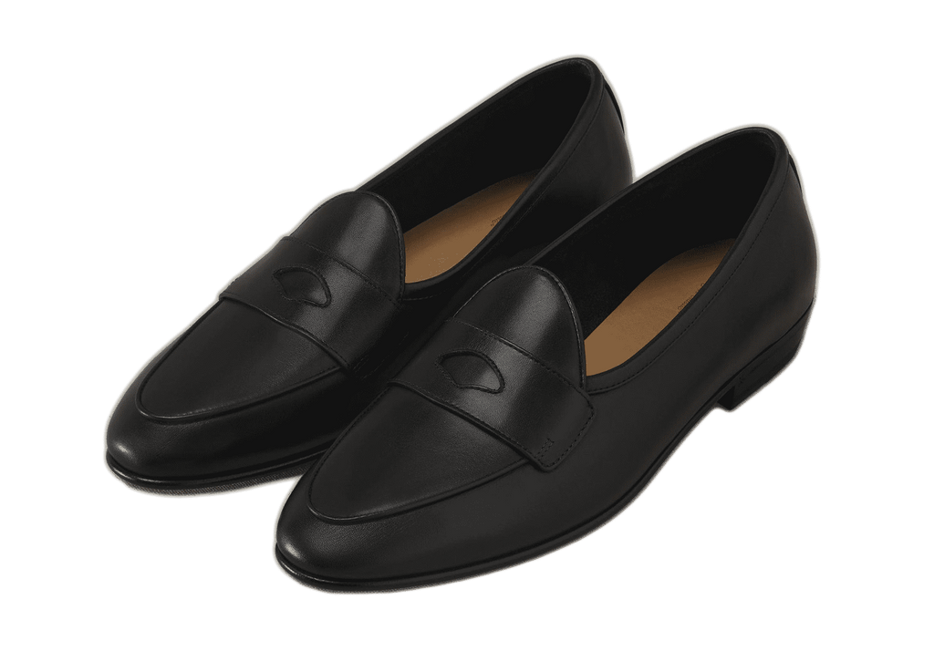 Sagan Classic Ginkgo Loafers in Black Drape Calf with Rubber Sole