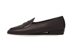 Sagan Classic Ginkgo Loafers in Dark Brown Drape Calf with Rubber Sole