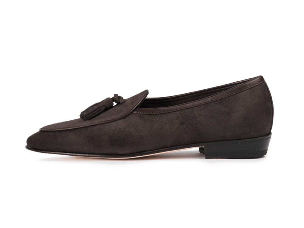 Sagan Classic Tassel Loafers in Bark Grey Asteria Suede