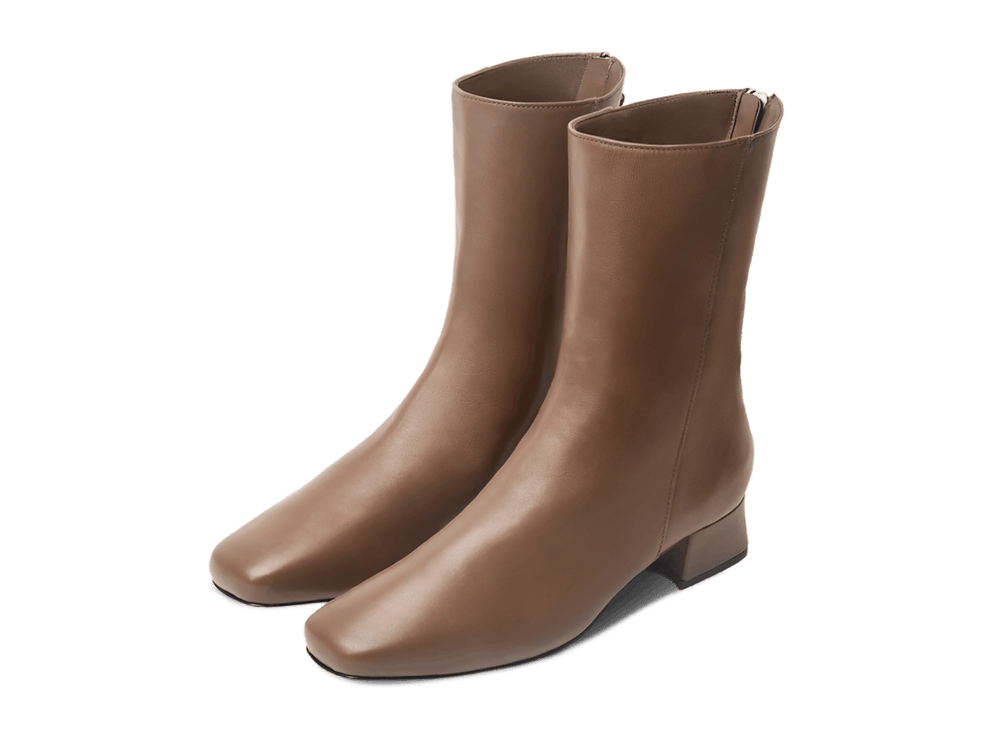 Debbie Boots in Khaki Brown Nappa