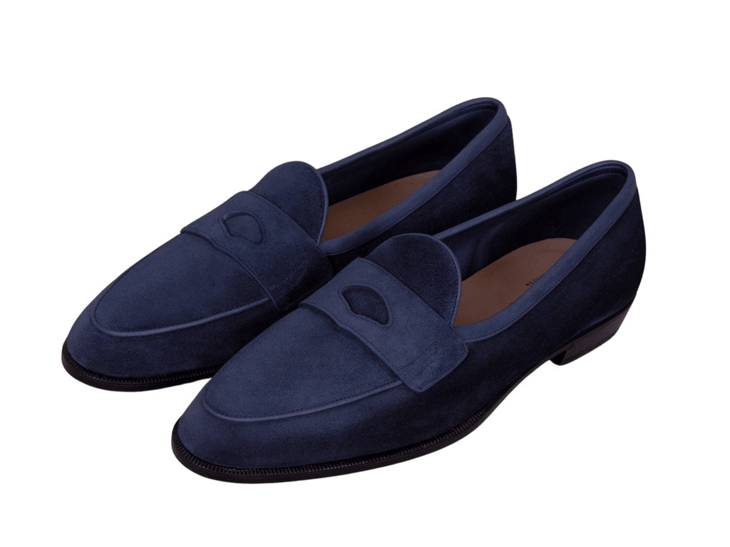 Grand Fenelon Penny Loafers in French Navy Noble Suede