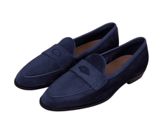 Grand Fenelon Penny Loafers in French Navy Noble Suede