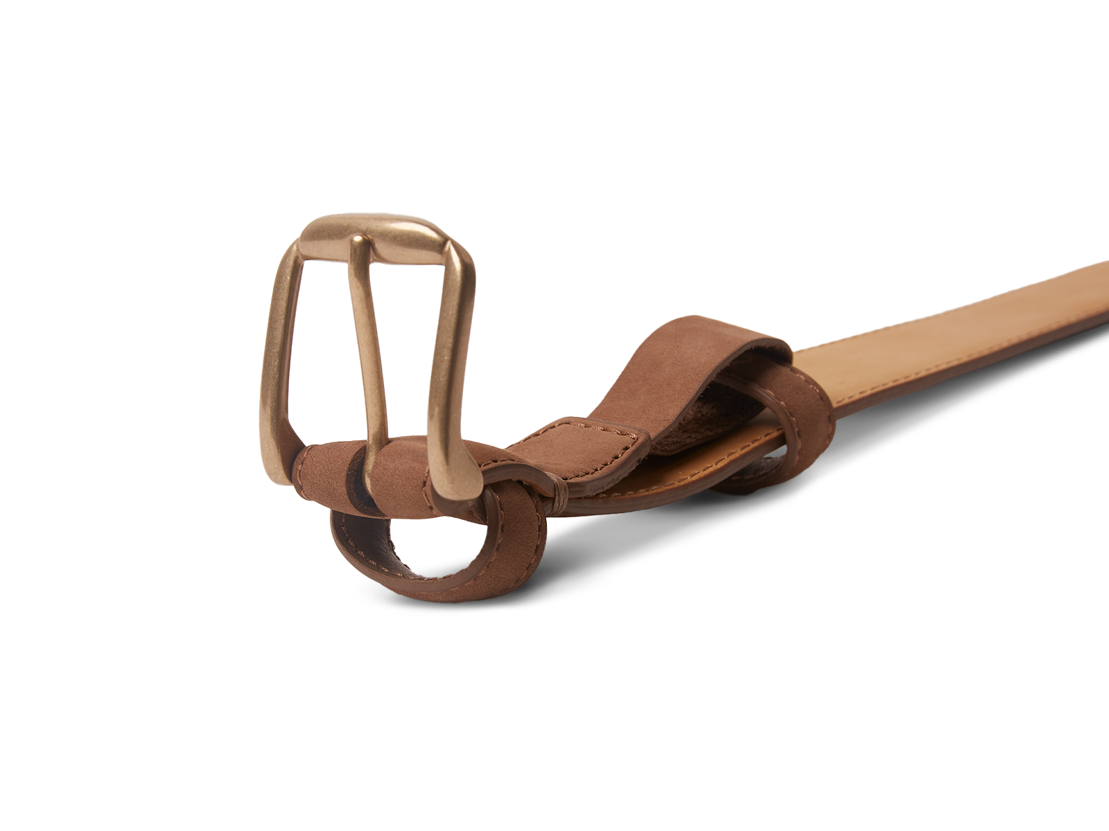 Sagan Belt Gold Buckle in Sandy Grey Nubuck