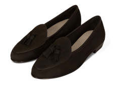 Sagan Classic Tassel Loafers in Lusitanias Dark Brown Asteria Suede