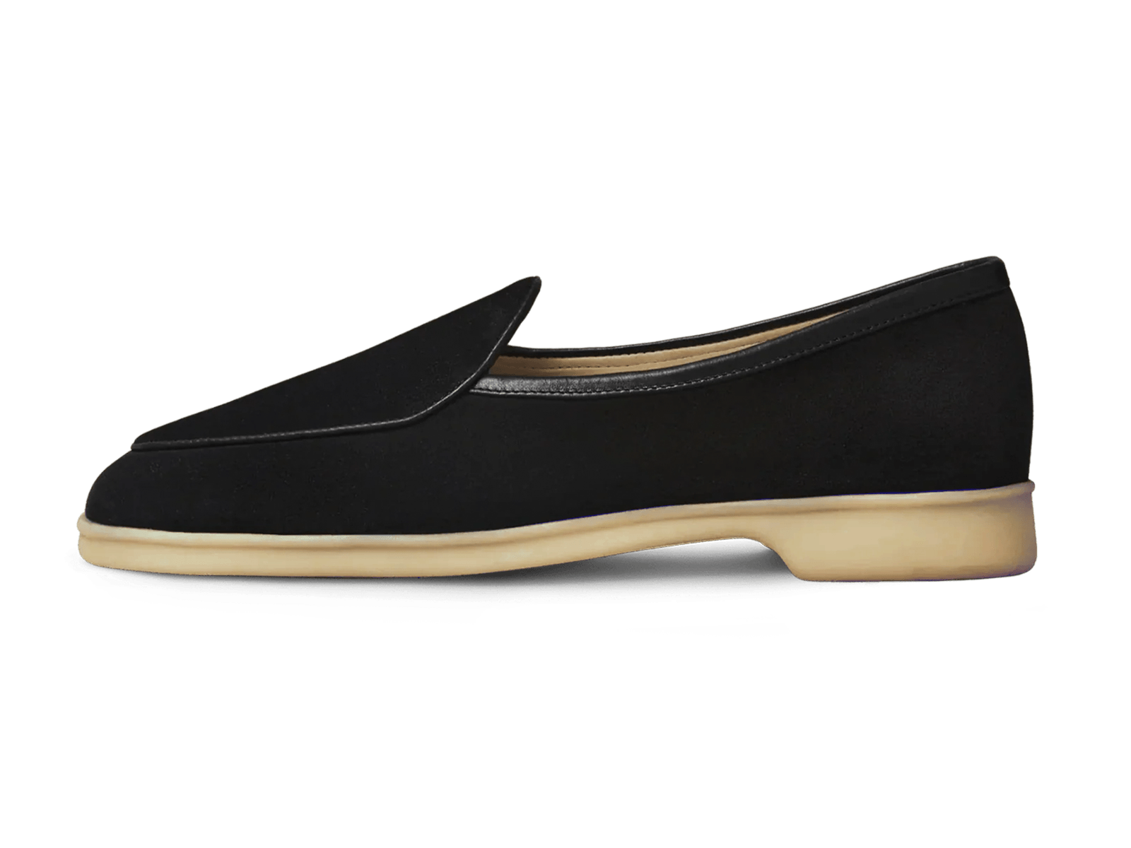 Stride Loafers in Black Glove Suede Natural Sole