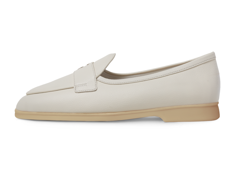 Stride Penny Loafers in Blanc Casse Moorland Calf with Natural Sole