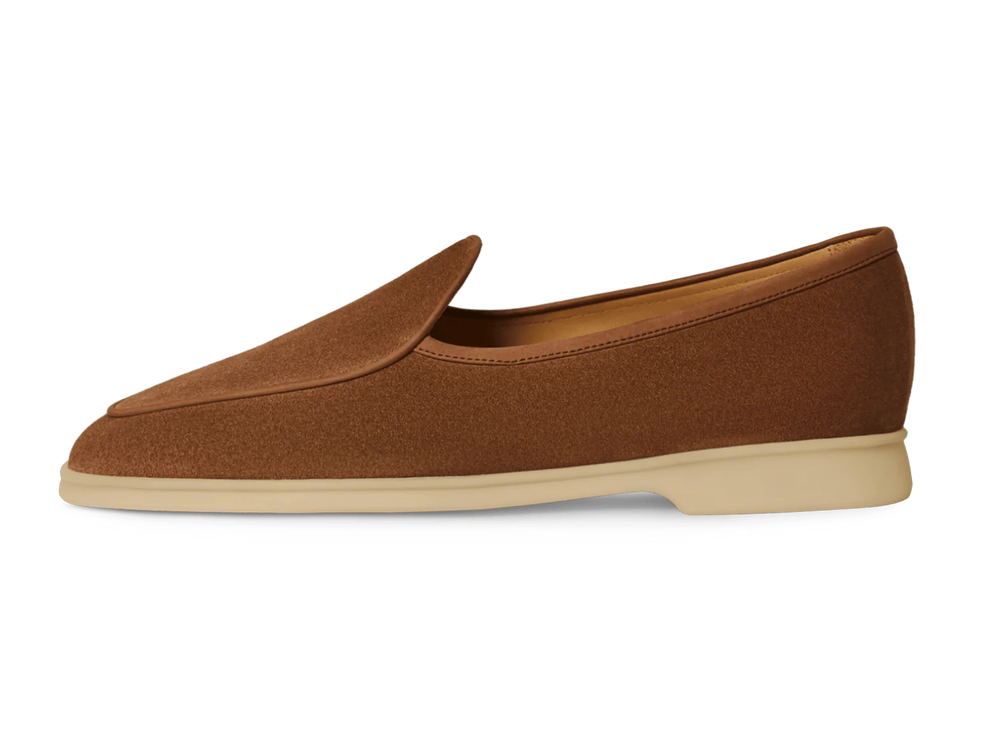 Stride Loafers in Cork Brown Glove Suede with Natural Sole