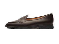 Stride Penny Loafers in Dark Brown Moorland Calf with Dark Sole