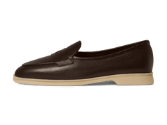 Stride Penny Loafers in Dark Brown Moorland Calf with Natural Sole