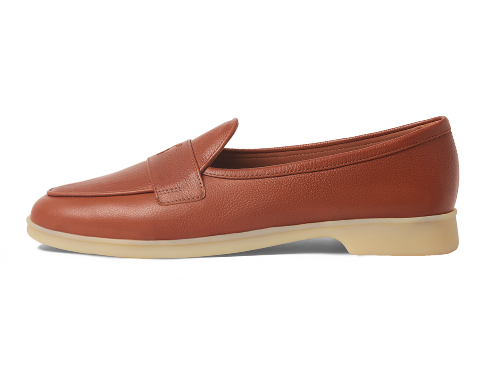 Stride Penny Loafers in Tan Moorland Calf with Natural Sole