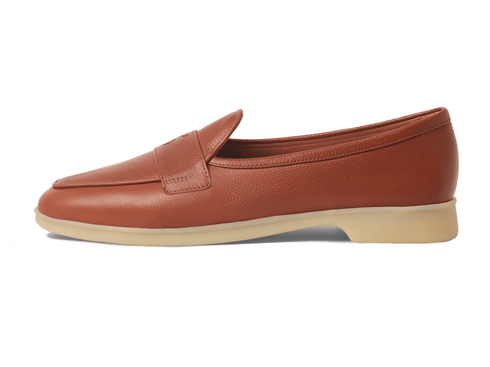 Stride Penny Loafers in Tan Moorland Calf with Natural Sole