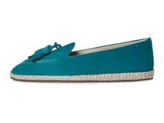 Calvi Tassel Espadrilles in Jade Teal Luxe Suede
