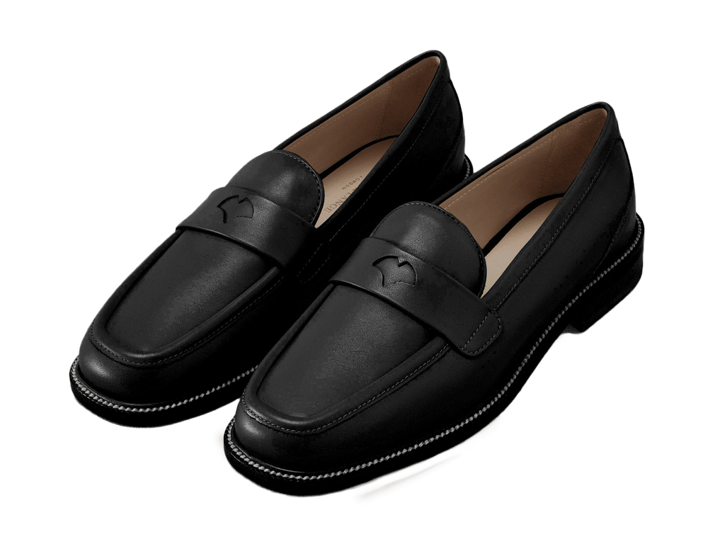 Charlotte Penny Loafers in Black Nappa