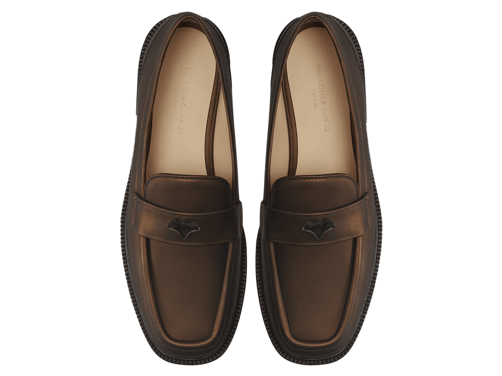 Charlotte Penny Loafers in Copper Translucent Kidskin