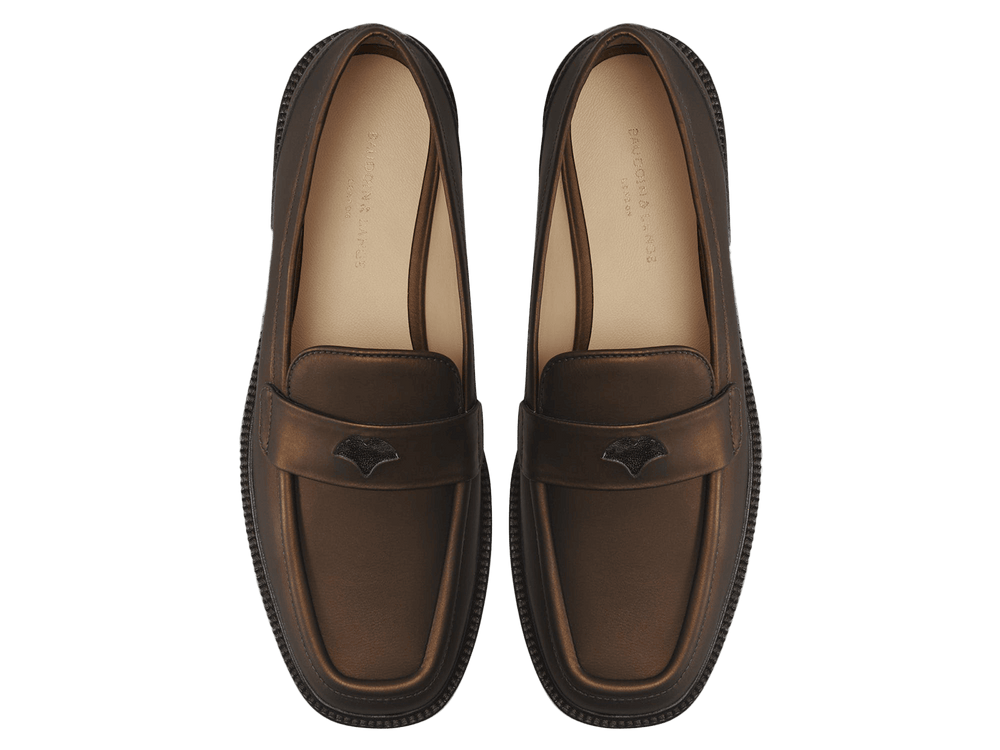 Charlotte Penny Loafers in Copper Translucent Kidskin