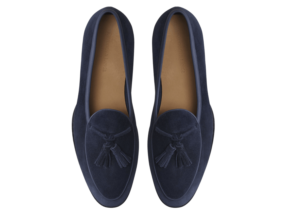 Grand Seine Tassel Loafers in French Navy Noble Suede