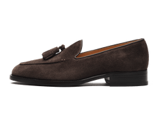 Hertford Tassel Loafers in Dark Brown Suede