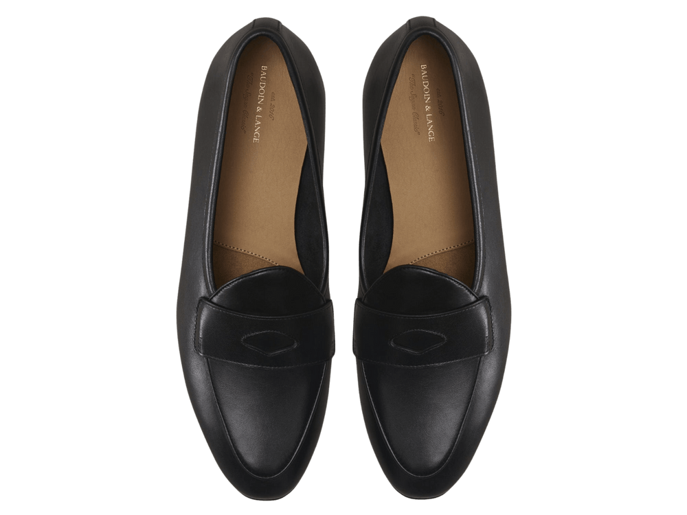 Sagan Classic Ginkgo Loafers in Black Drape Calf