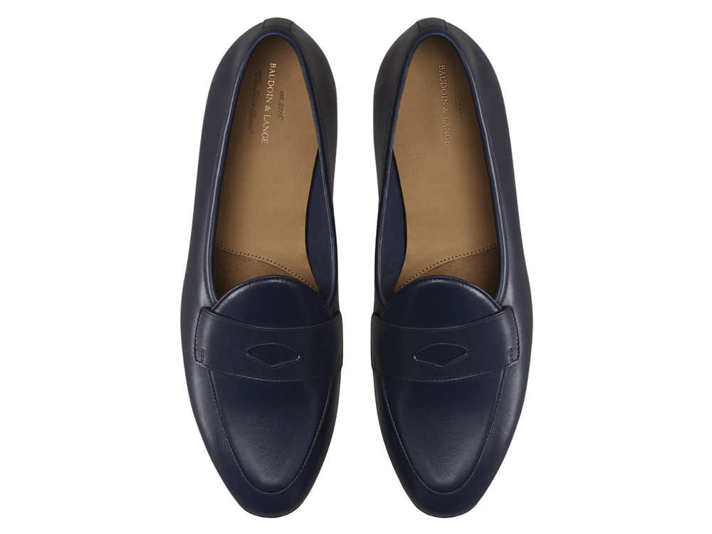 Sagan Classic Ginkgo Loafers in French Navy Drape Calf