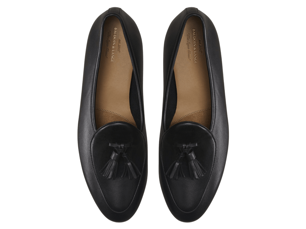 Sagan Classic Tassel Loafers in Black Drape Calf