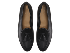 Sagan Classic Tassel Loafers in Black Drape Calf