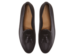 Sagan Classic Tassel Loafers in Dark Brown Drape Calf