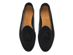 Sagan Classic Tassel Loafers in Obsidian Black Asteria Suede