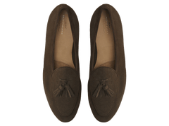 Sagan Classic Tassel Loafers in Olivine Green Asteria Suede