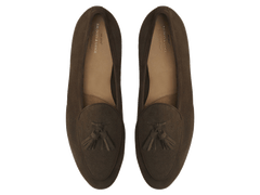 Sagan Classic Tassel Loafers in Olivine Green Asteria Suede