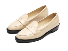 Sagan Ginkgo Loafers in Perla Nude Soft Patent Leather
