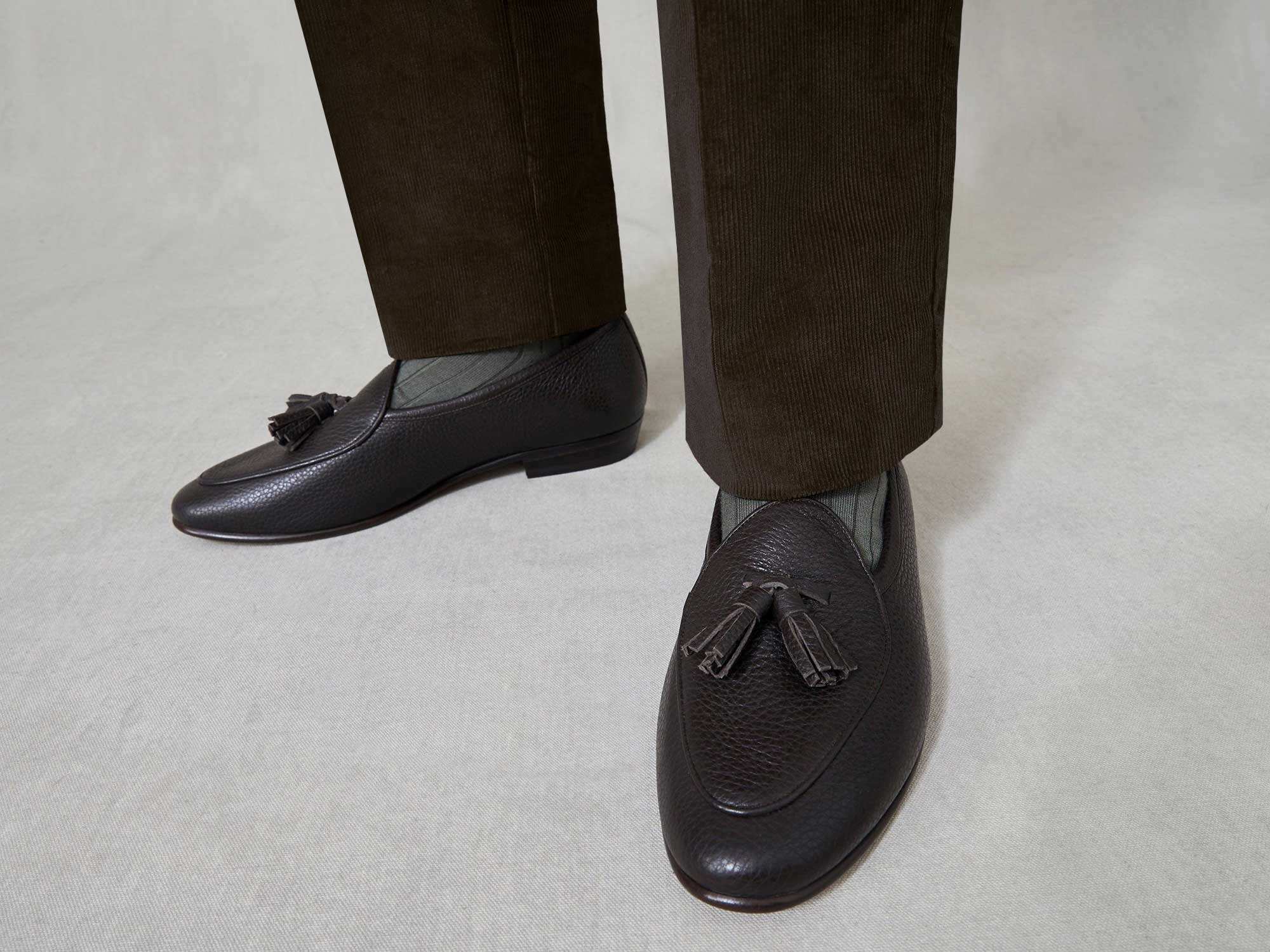 Sagan Tassel Loafers in Dark Brown Deerskin