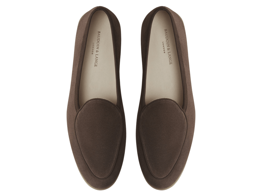 Stride Loafers in Deep Taupe Glove Suede Natural Sole