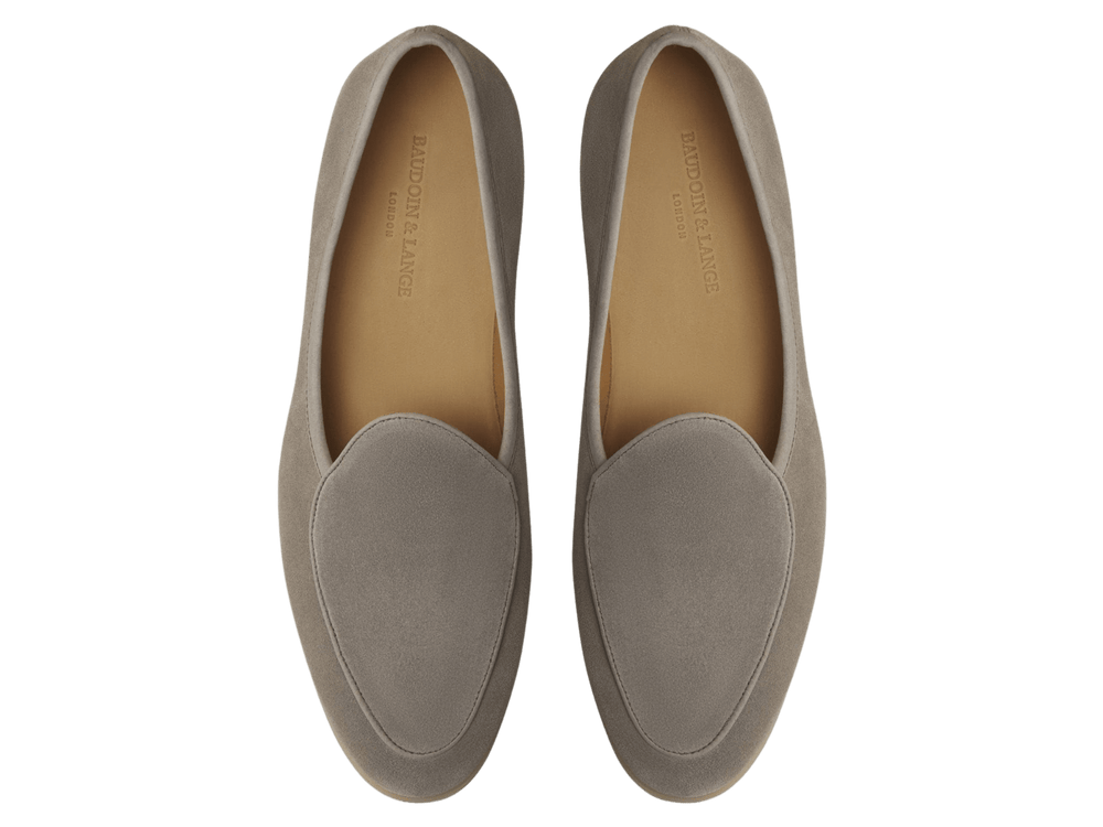 Stride Loafers in Sandy Grey Glove Suede Natural Sole