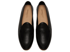Stride Penny Loafers in Black Milled Calf Natural Sole