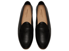 Stride Penny Loafers in Black Milled Calf Natural Sole