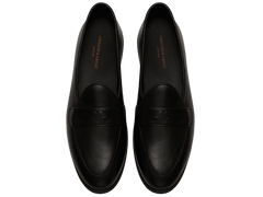 Stride Penny Loafers in Black Milled Calf