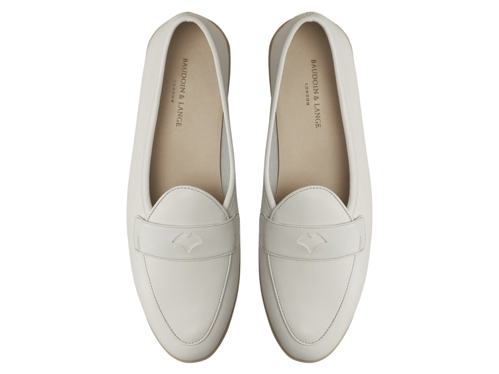 Stride Penny Loafers in Blanc Casse Milled Calf